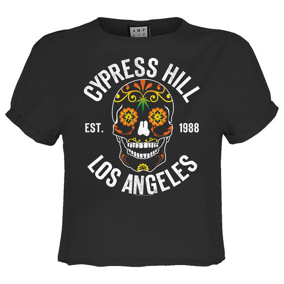 View the Cypress Hill Floral Skull Ladies Crop Top online at Amplified