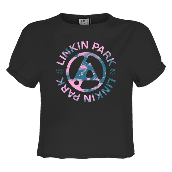View the Linkin Park From Zero Camo Spill Ladies Crop Top online at Amplified