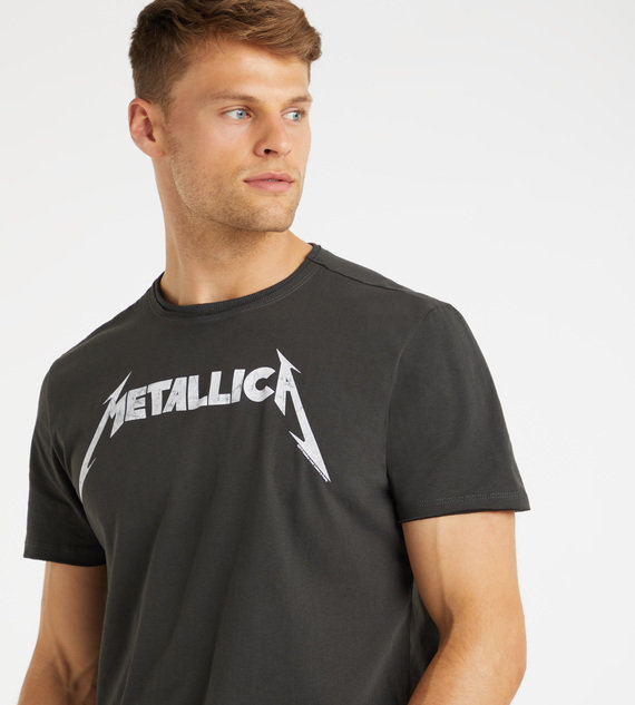 White Logo Mujer Top Gris Marengo Metallica Amplified Collection Regular