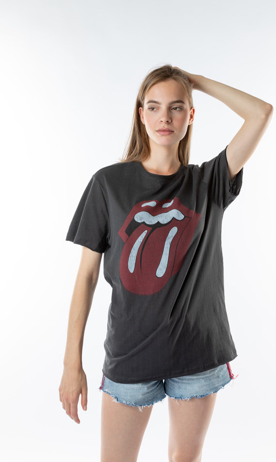 AMPLIFIED THE ROLLING STONES TONGUE ERA CHARCOAL T-SHIRT 