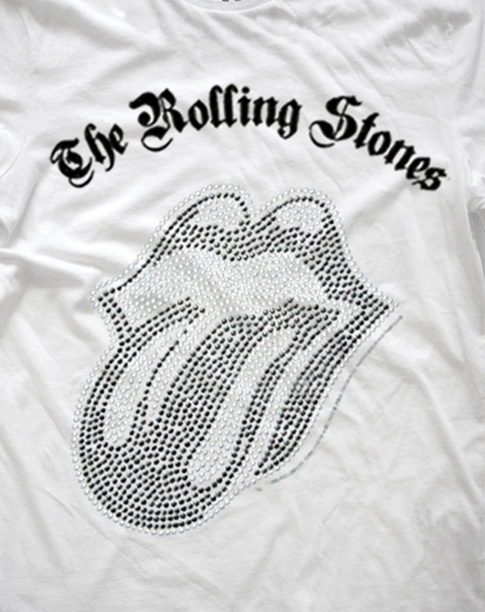 THE ROLLING STONES SILVER DIAMANTE T-SHIRT