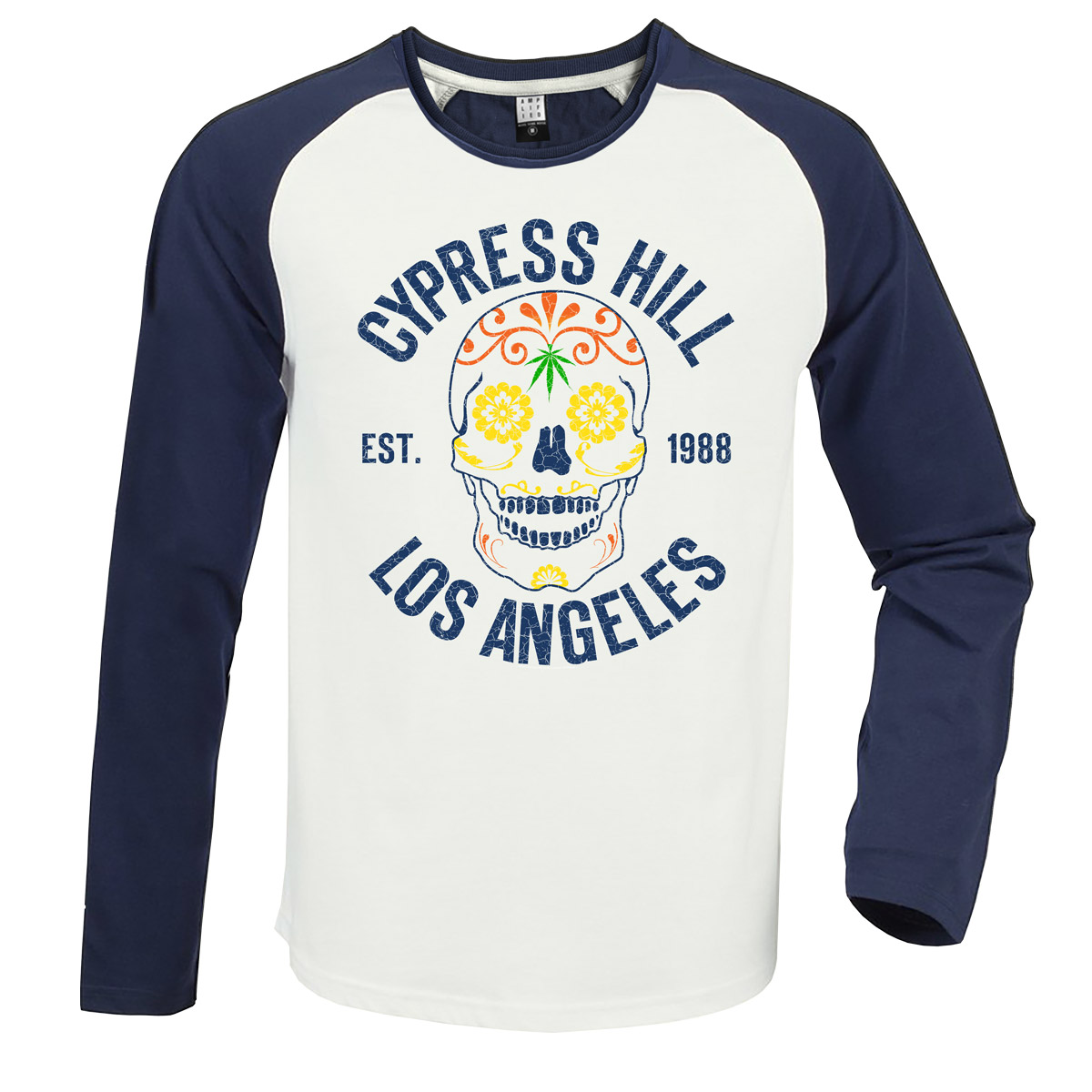 Cypress Hill  Floral Skull Baseball T-Shirt