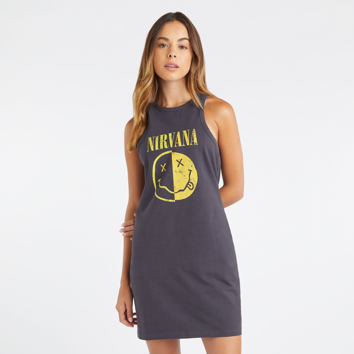 Nirvana - Spliced Smiley Fitted Dress